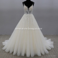 Bridal Gowns Sheer Jewel Neck Lace Appliqued Sequins Plus Size Robe De Mariee Custom wedding princess dress